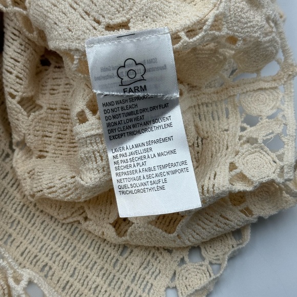 🆕 FARM Rio 🧿 NWT Off White Crochet Long Sleeve Blouse with Batwings, Sz M - Picture 14 of 15